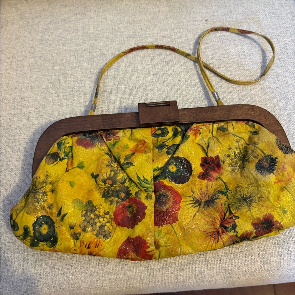 Sondra Roberts Floral Yellow Clutch Bag